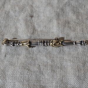 Vintage LAGOS Arcadian Floral Bar Pin, SS & 18k